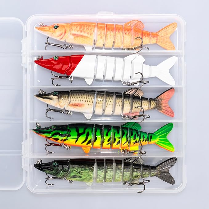Bass Fishing Lures, Jointed Swimbait Glide Bait for Bass, Trout & Pike – Lifelike Fishing Lure with 3D Eyes, Built-in Rattle Chamber, Triple Hook – Realistic Fishing Lures for Freshwater & Saltwater