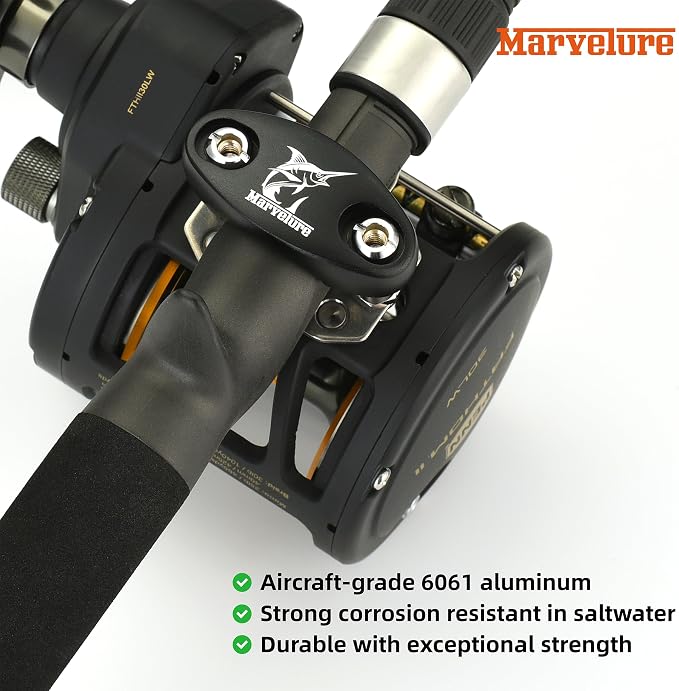 Rod Clamp Kit 33C-12VIS / 33-133 Compatible for Penn International V VI 12 16, Penn Fathom I II, Squall II, Special Senator 112H 113H Reels, Made in Aircraft-Grade Aluminum 6061