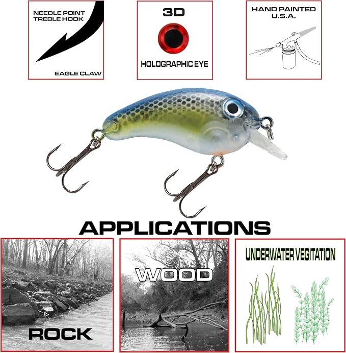 Luck E Strike Crappie Magic Crankbait (2 Inch Crappie Lure) Made in The USA