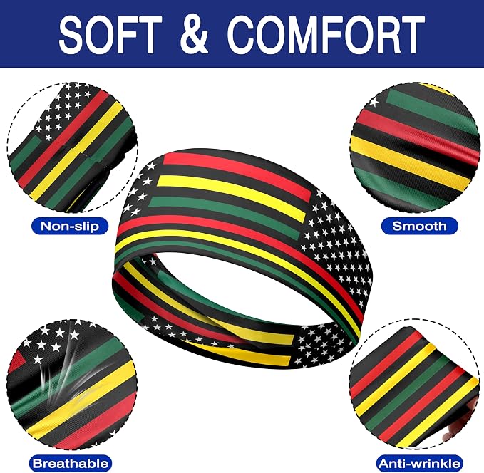 Flag Headbands for Men Women, Moisture Wicking Sweatband Breathable Sports Headwrap, Non-Slip Stretchy Fitness Hair Band