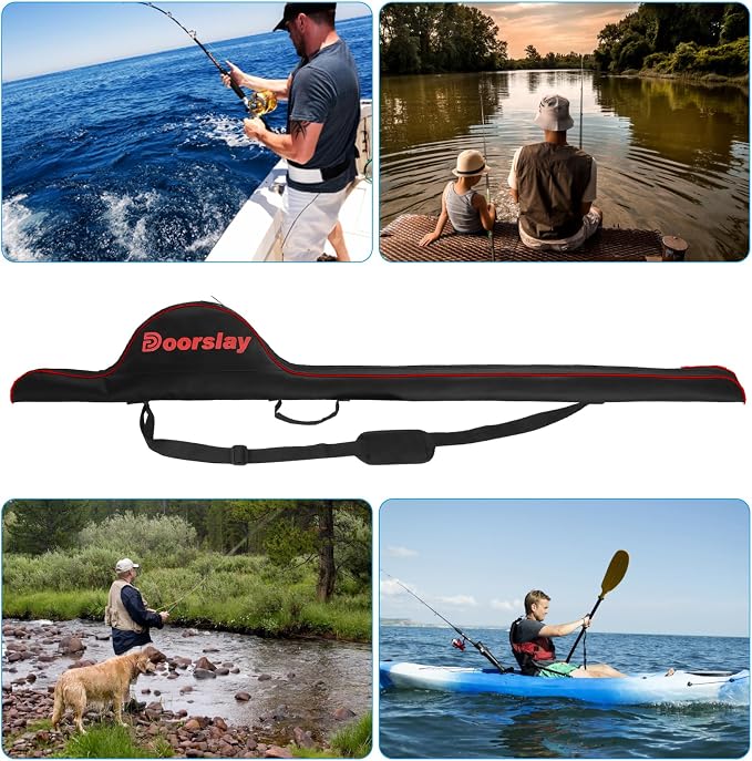 Fishing Rod Bag - 63 Inch Rod & Reel Protective Case, Portable Folding Pole Case, Waterproof Tackle Storage & Organizer