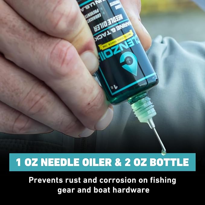 CLENZOIL Marine & Tackle - Fishing Gear Oil Lubricant - for Fish Care Reels, Boat Motors, Downriggers & More - Easily Oils Applicator