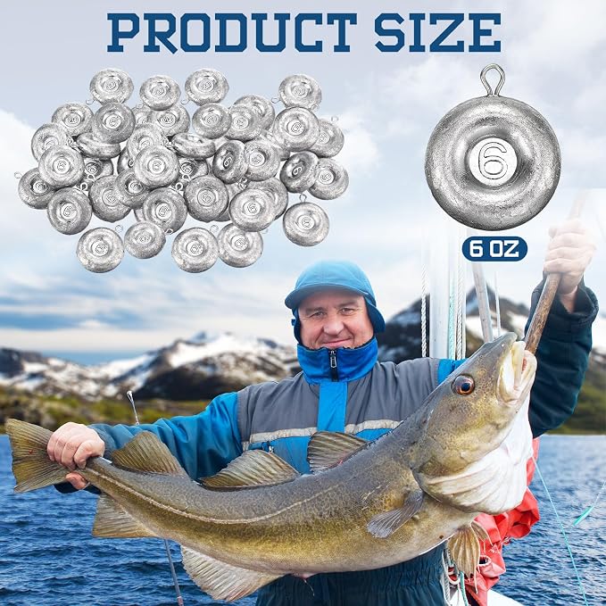 24 Pieces Fishing Disc Sinkers Weights Disc Sinker Fishing Sinkers Weights for Saltwater Catfishing Trolling Surf Tackle