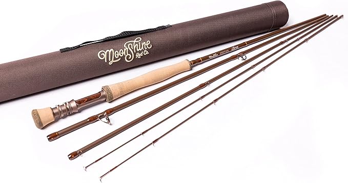 Moonshine Rod Company Fast Action Fly Fishing Rod – Carbon Fiber Graphite Rod with Zippered Travel Case – Drifter II, Vesper, Epiphany ESN, Outcast, Phantom & Rambler Series - 2WT up to 12WT Rods