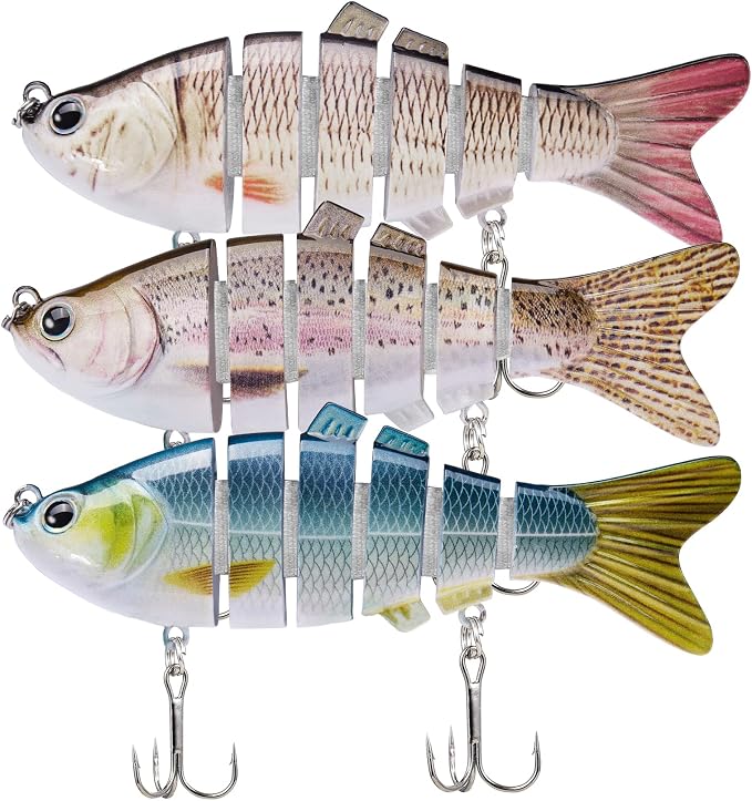 TRUSCEND Swimmax Easy Catch Fishing Lures with BKK Hooks, Wiggling, Vibrating, Rattling and Gurgling for More Bites, Heavy-Duty Dyneema Fiber Jointed Swimbaits for Bass, Trout, Crappie, Walleye, Pike