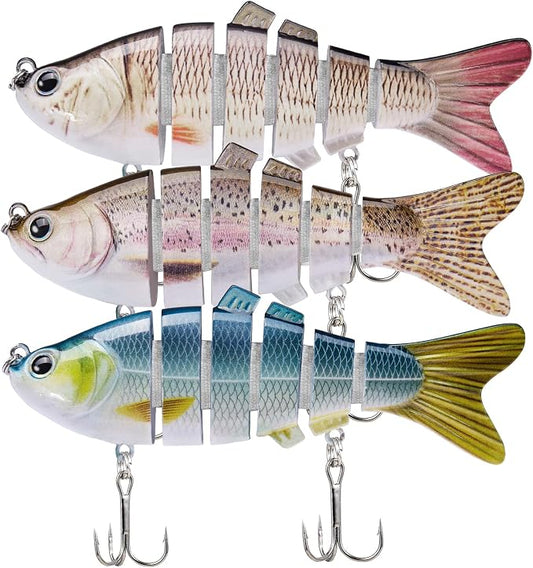 TRUSCEND Swimmax Easy Catch Fishing Lures with BKK Hooks, Wiggling, Vibrating, Rattling and Gurgling for More Bites, Heavy-Duty Dyneema Fiber Jointed Swimbaits for Bass, Trout, Crappie, Walleye, Pike