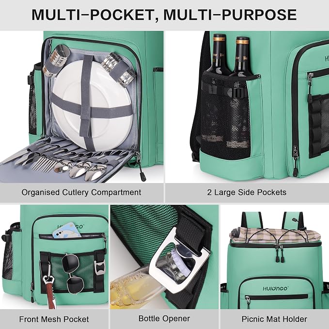 Hulongo Cooler Backpack, 30L Insulated Leakproof Soft Cooler Bag for 52 Cans, Lightweight Backpack for Beach, Picnic, Camping, Hiking, Fishing and Travel