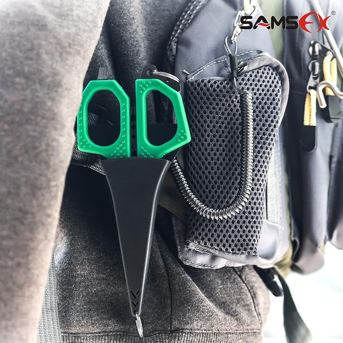 SAMSFX Fishing Braid Line Scissors Shears with Non-Slip Grip Handles (Green Handle)