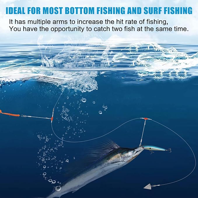 Fishing Leaders Saltwater Tackle Rig Surf Fishing Rigs with Swivel Snaps High Strength Wire Leader Bottom Rigs Fishing Gear Equipment for Lures Bait Hooks