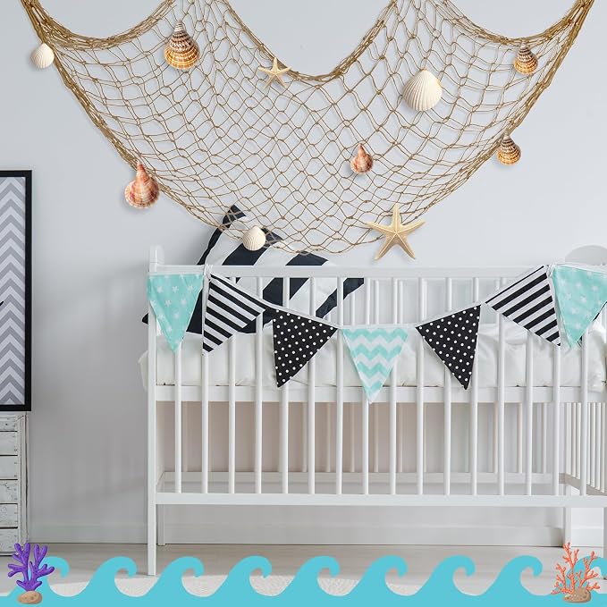 12 Pack Decorative Fish Netting for Party 80 x 40 Inch Natural Cotton Fish Net Decorations for Pirate Ocean Under The Sea Hawaiian Mermaid Party Picture Wall Hanging Decoration(Classic Color)