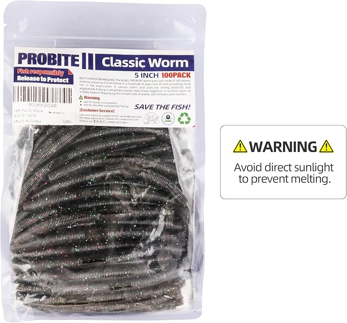 Soft Fishing Worm 100PCS, 3/4/5/6" Mega Value Pack Senko Style Soft Lures for Bass, Plastic Worm Stick Baits, Multicolor, Cost-Effective Fishing Gift