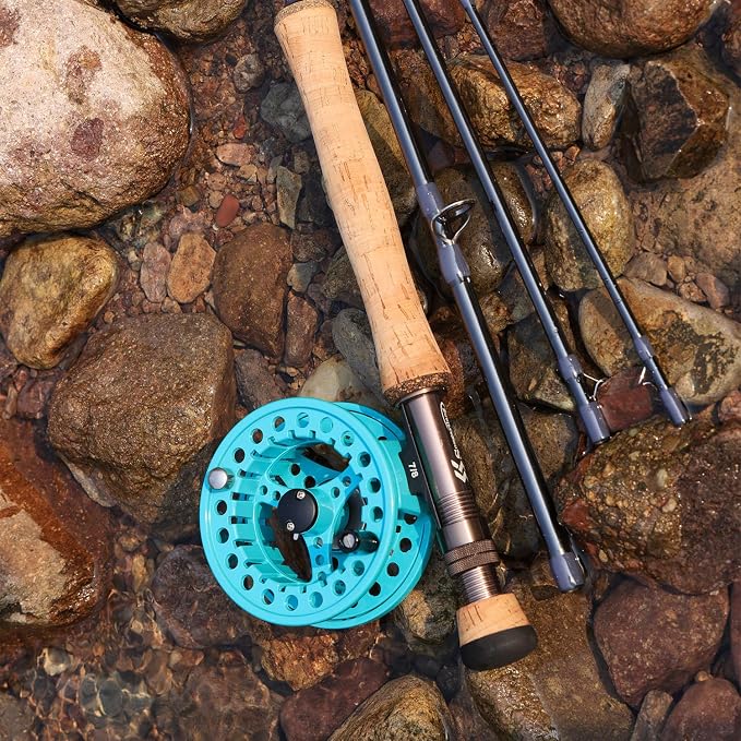 Sougayilang 5/6 Weight 9ft Fly Rod, 4-Piece Graphite Rod, Die Cast Aluminum Reel, Carrying Case, Fly Box & Fishing Flies Combo Starter Kit