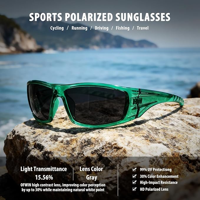 Polarized Sports Sunglasses for Men Women Unbreakable Frame Cycling Fishing Wrap Around Sunglasses UV400 Protection