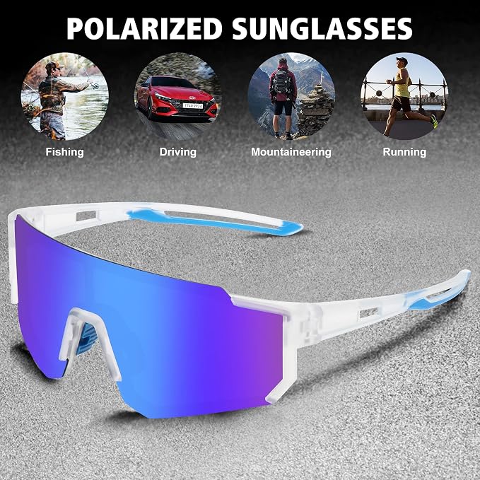 STORYCOAST Polarized Sports Sunglasses for Men Women,Driving Fishing Cycling Mountain Bike Sunglasses UV400 Protection