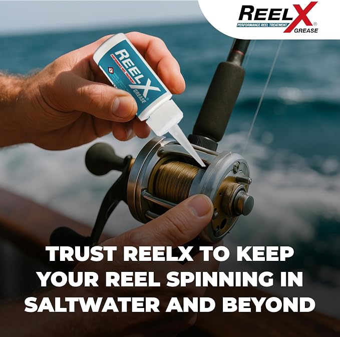 ReelX Fishing Reel Grease, Marine-Grade Anti-Rust Lubricant for Bearings, Spinning, Baitcasting, Spincast, Fly, Trolling & Electric Reels, Corrosion Prevention & Control