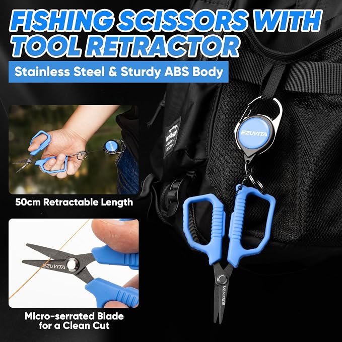 7 Pcs Fishing Tool Kit, Fishing Gear - Rust Resistant Fishing Pliers with Lanyard & Sheaths, 7-inch Fillet Knife, Fishing Lip Gripper, Fishing Scissors & Tool Retractor