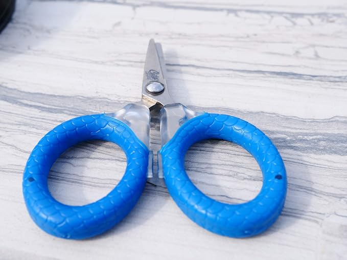 Cuda 3-Inch Titanium-Bonded Micro Fishing Scissors for Mono, Fluorocarbon & Braided Line with Dual Serrated Edges (18826), Blue (Pack of 2)