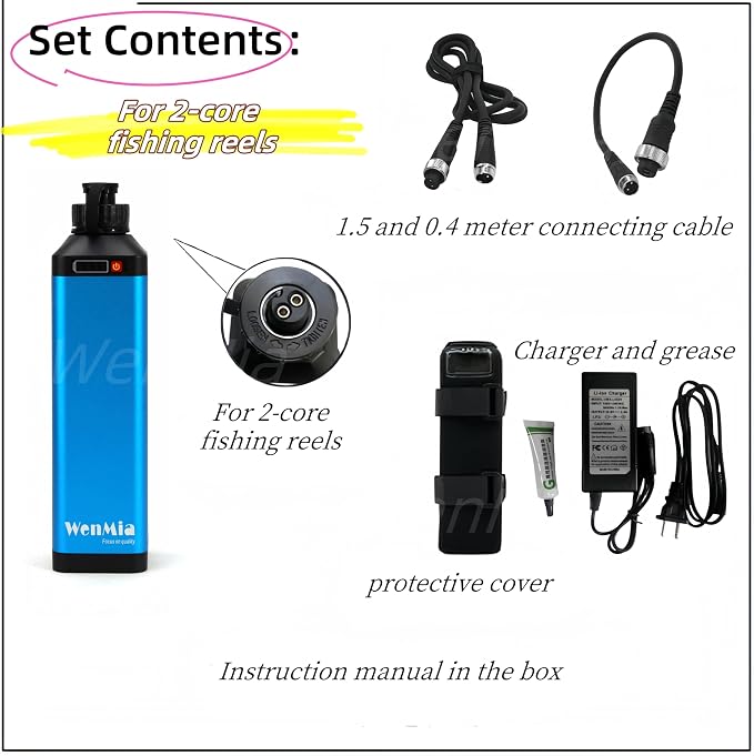 14.8V Super Mini Electric Fishing Reel Battery IP68 Waterproof Aerospace Aluminum Body Compatible for Daiwa and Portable Design