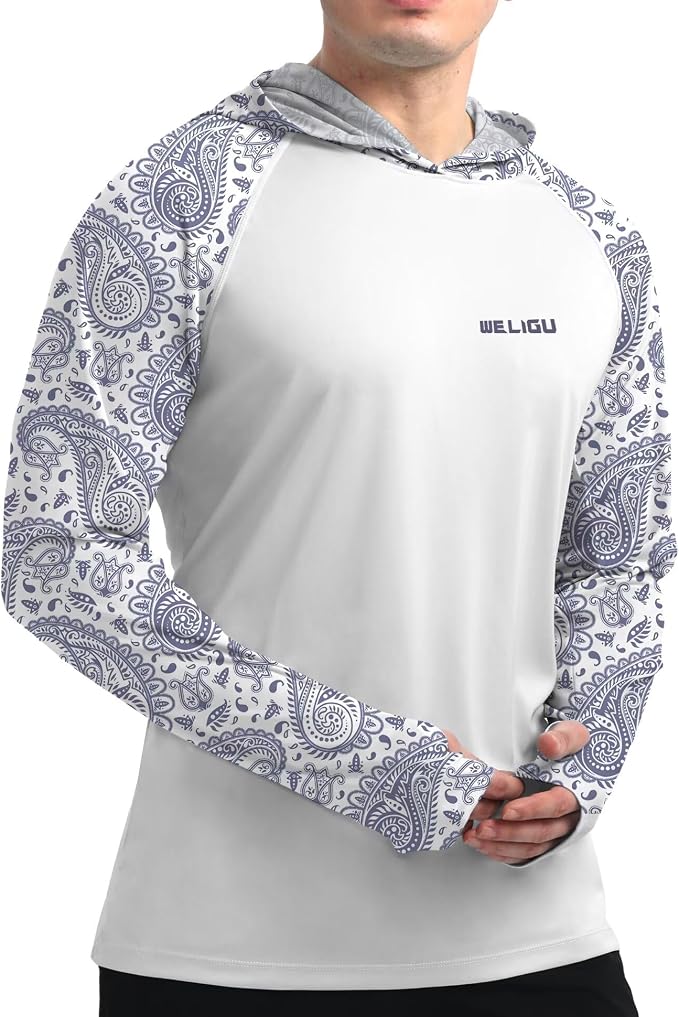 Men's UPF 50+ Sun Protection Hoodie Shirt Long Sleeve SPF Fishing Outdoor UV Hiking Lightweight Shirts