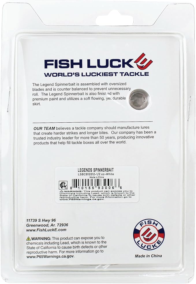 Luck E Strike Jimmy Houston Legends Spinner Bait with Colorado Blades (1/2 Ounce Spinnerbait) 5/0 Hook