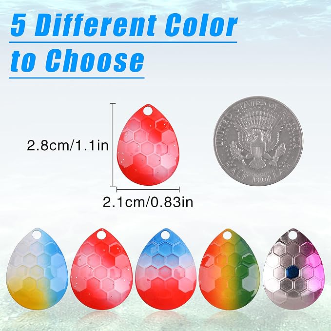 Fishing Spinner Blades for Lure Making Kit, 30pcs Hammered Colorado Blades for Spinnerbaits, Walleye Rig, DIY Crawler Harness, Trout, Salmon, Bass Fishing Mixed Colors