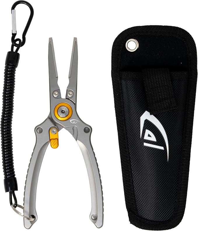 danco Aluminum 7.5" Center Fishing Cutter with Sheath, Fishing Line and Wire Cutter, Saltwater Safe, Fresh/Saltwater Fishing