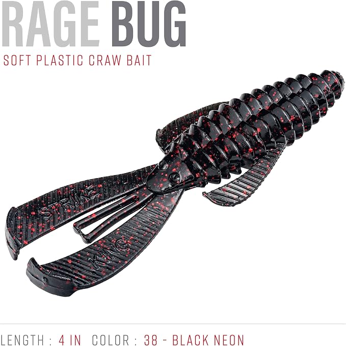 Strike King Rage Bug Fishing Lure, Soft Plastic Grub, Unique Design, Subtle Action
