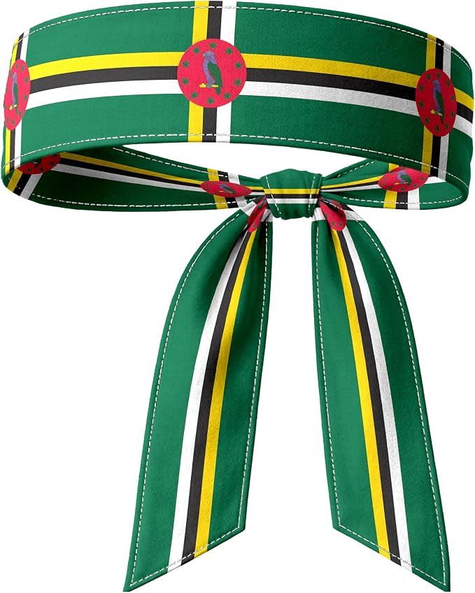 Tie Headband for Women & Men, Flag Patterned Sports Sweatband Head Wrap, Hair Bandana Accessory, 40" x 2.4"
