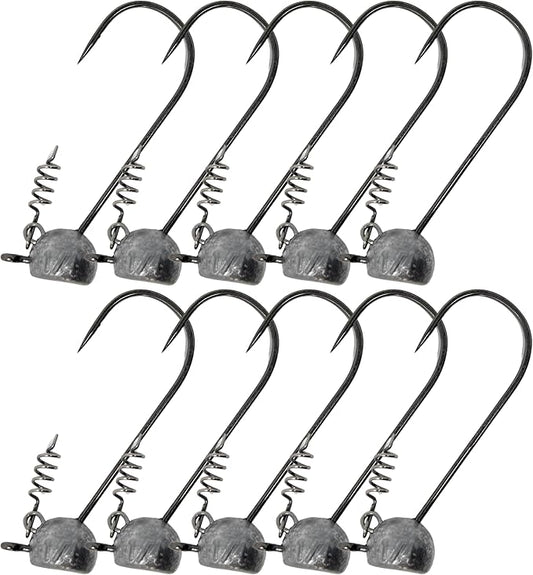 Reaction Tackle Stand-Up Shaky Head Jigs- for Bass Fishing with Size Stamped on Jig Heads (10-Pack)