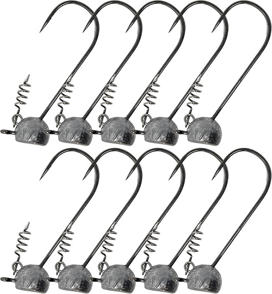 Reaction Tackle Stand-Up Shaky Head Jigs- for Bass Fishing with Size Stamped on Jig Heads (10-Pack)