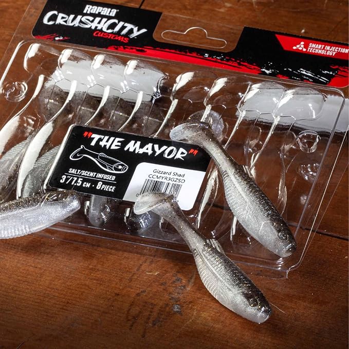 Rapala CrushCity Mayor Soft Plastic Paddle Tail Swimbait, Strong Kicking Action for Swim Jigs & Underspins, Bass, Redfish, Trout, Snook, Walleye & More