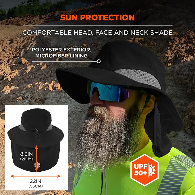 Ergodyne Unisex Adult Chill-its 8934 Ranger Hat with Neck Shade