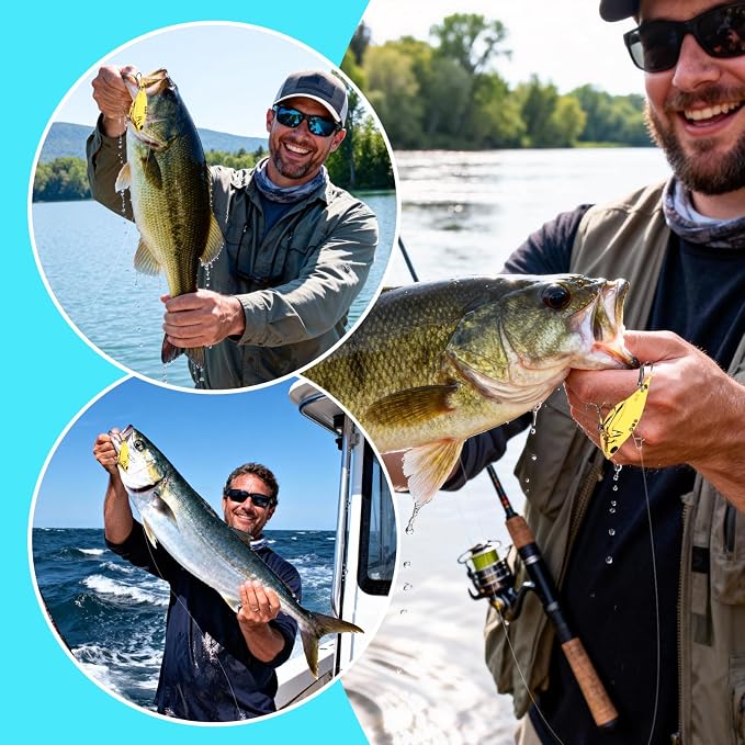 Metal VIB Spinner Blade Baits: 10pcs Blade – Bass & Trout Fishing Lures with Treble Hooks, High-Flash Vibration Hard Baits for Perch Walleye Pike Freshwater Saltwater