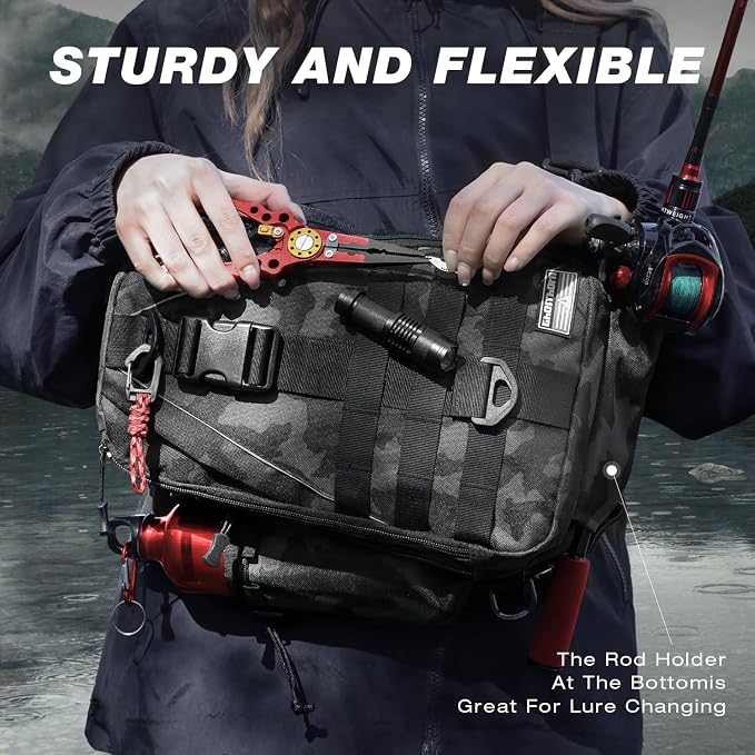 Ghosthorn Fishing Backpack Waterproof Tackle Bag Sling Bag Gift