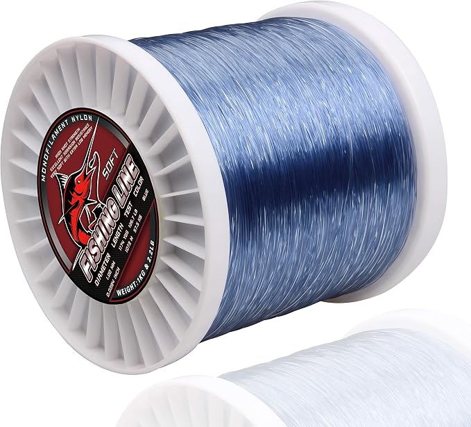 Monofilament Fishing Line, Big Game Mono Fishing Line, Strong Heavy Duty Nylon Mono Leader Saltwater Freshwater, Abrasion Resistant, Clear Blue, 1174-13041Yds, 14LB-127LB