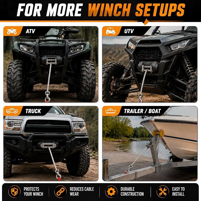 Bonison Winch Stopper for Cable. Truck UTV ATV Rubber Winch Cable Stopper, Protects Towing Hook, Synthetic Rope, Cable Line from Wear or Damage, Hawse, Bumper. (Black Winch Stopper)