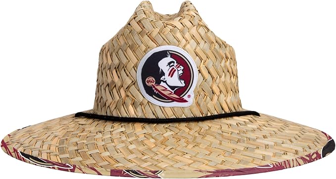 FOCO Men's NCAA College Team Logo Floral Straw Sun Hat