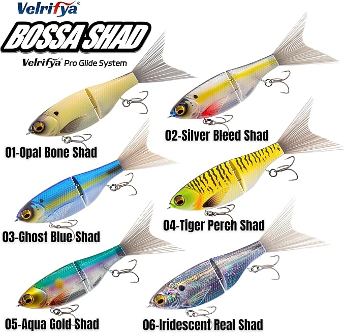 Bossa Shad Multi-Jointed Swimbait – Realistic Shad Profile with Natural Swimming Action for Bass Fishing