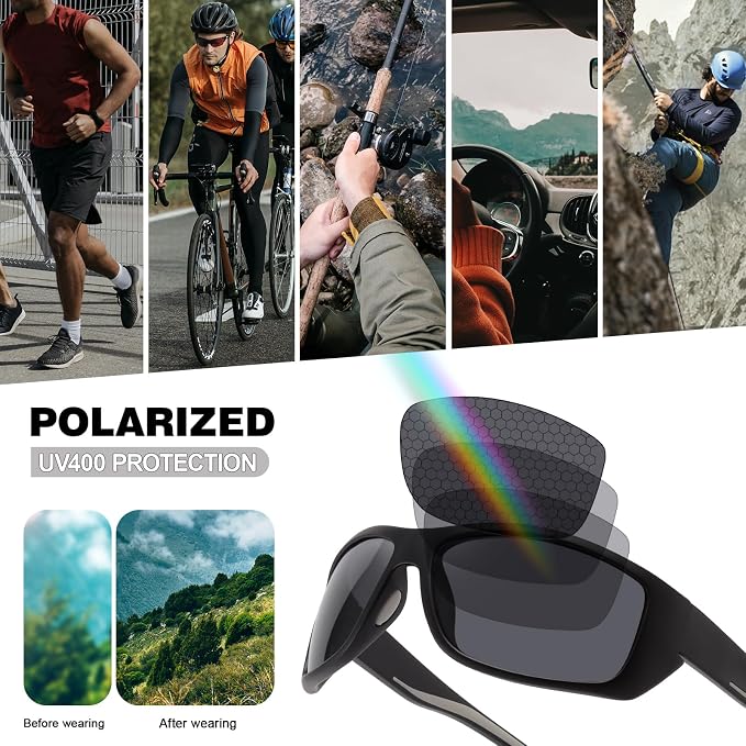 Polarized Sports Sunglasses for Men Women UV400 Protection Glasses Wrap Around Goggles for Driving Fishing Cycling
