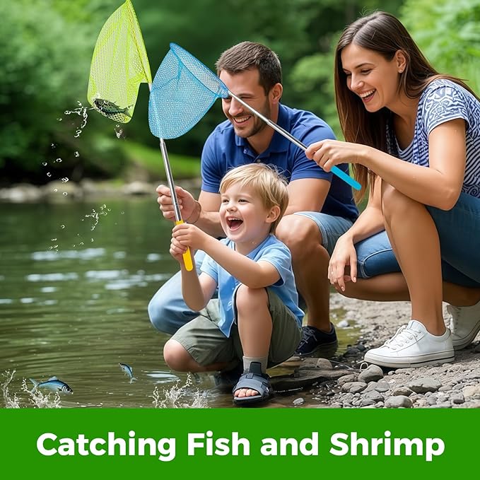 TSYAN Telescopic Butterfly Fishing Nets for Kids Catching Insect Net Outdoor Tools for Catching Bugs Fish Insect Ladybird, Extendable 34" Inches and Anti Slip Grip