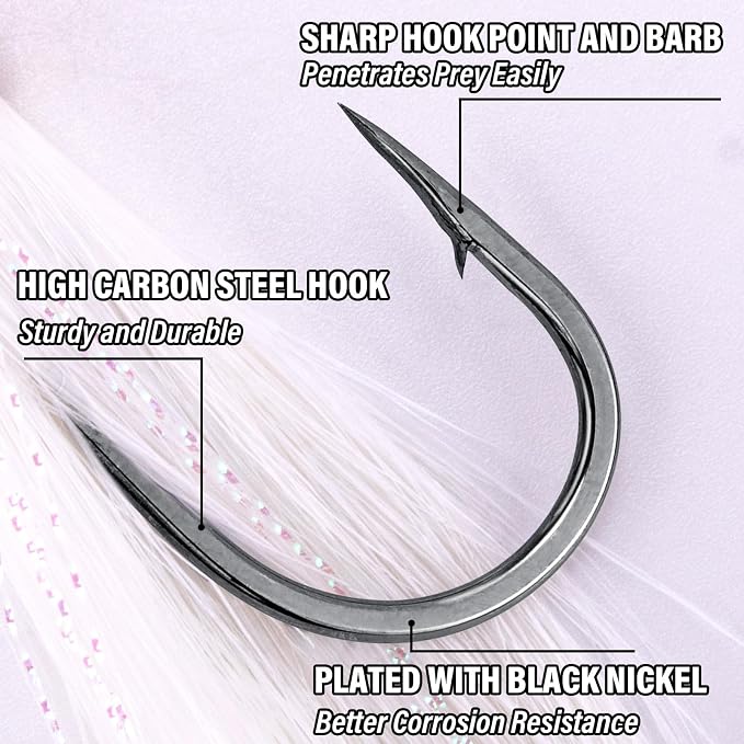 Alwonder 5-Pack Bucktail Jigs Hair Jigs Saltwater Freshwater Fishing Bucktail Lures Surf Fishing Jig Heads White Luminous Chartreuse Swimbait Jig for Bass Flounder Striper Bluefish Halibut Redfish