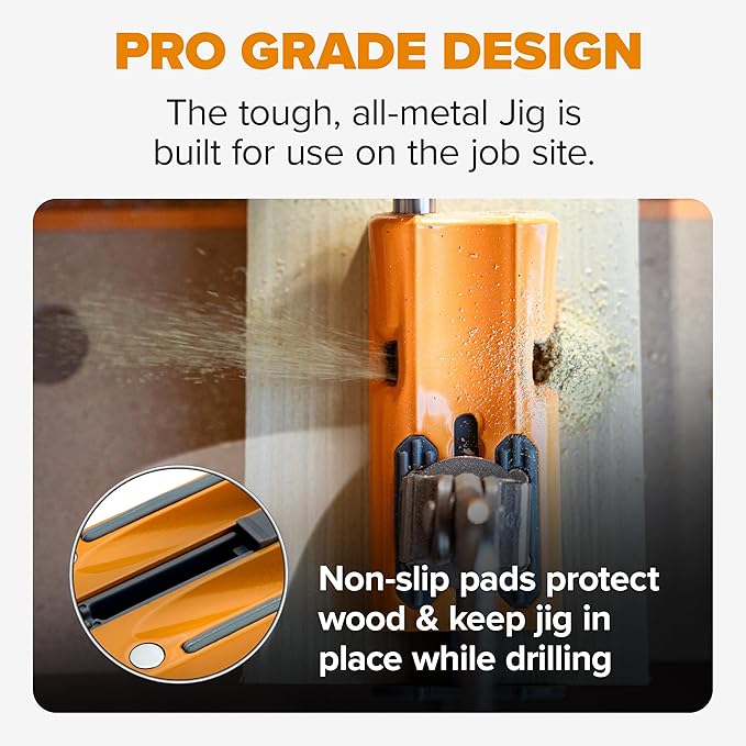 BORA Pro Compact Metal Pocket Hole Jig & 50pc Screw Set, Auto Adjusting Drill Guide, Durable Pocket Hole Jig Kit for Woodworking & Tight Spaces - For Materials 1/2 inch to 1 1/2 inch Thick