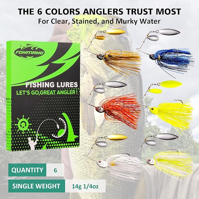 FONMANG Fishing Lure Spinner baits for Freshwater and Saltwater,2026 New Bass Trout Fishing Lures Also for Crappie Salmon Walleye Pike