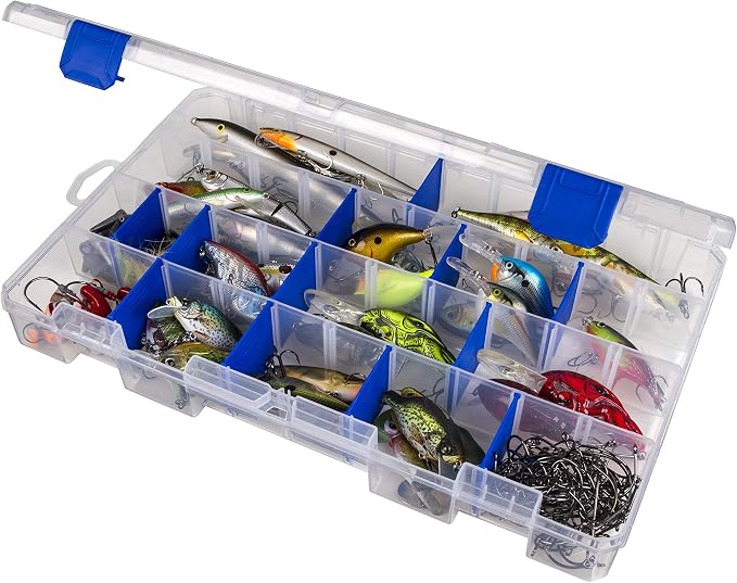 Flambeau Outdoors 5007 Tuff Tainer Fishing Tackle Box with Zerust Anti-Rust Dividers - Includes 18 Dividers, 36 Compartments, Clear Fishing Lure Organizer - 14.25" x 9.125" x 2"