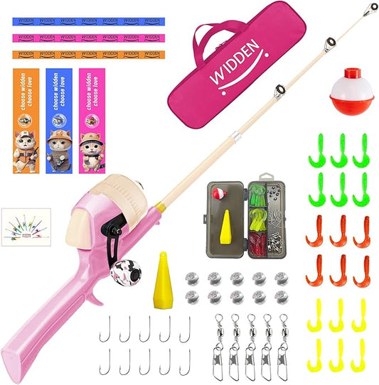 Kids Fishing Pole, Telescopic Fishing Rod, Toddler Collapsible Fishing Rod and Reel Combo with Tackle Box, Fishing Line, Bobber, and Soft Lures for Boy, Girl, Youth, Beginner, Over 4 Years Old