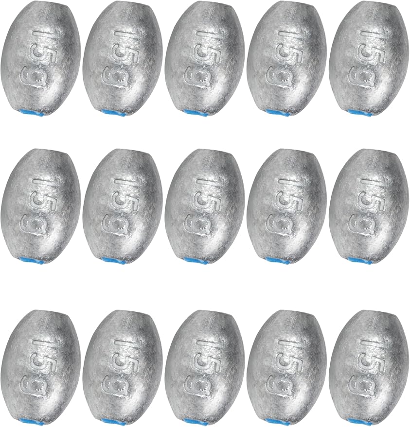 BLUEWING Egg Sinkers Fishing Weights Oval Shaped Fishing Sinkers Lead Fishing Sinker for Saltwater Fishing，1/8 oz to 7 oz