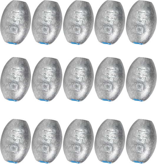 BLUEWING Egg Sinkers Fishing Weights Oval Shaped Fishing Sinkers Lead Fishing Sinker for Saltwater Fishing，1/8 oz to 7 oz
