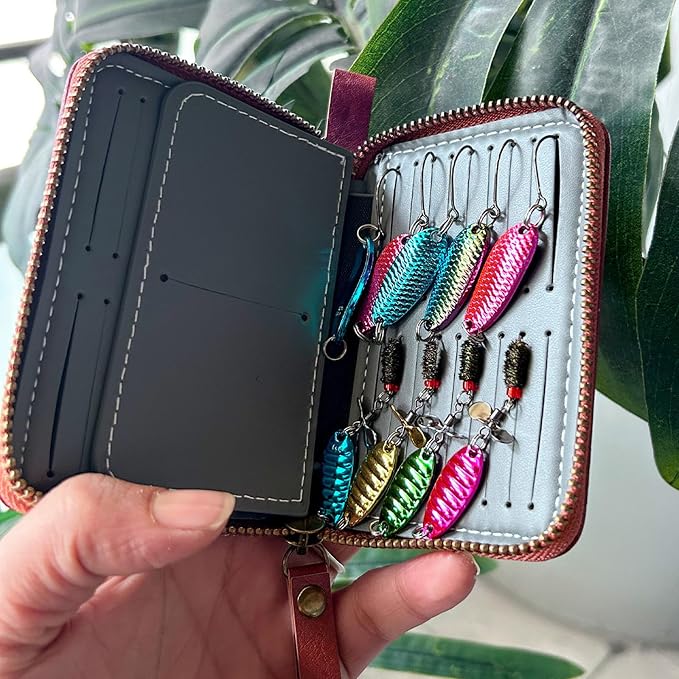 Metal Jigs Spinner Sequins Baits Bag Small Spoon Wallet Fishing Lures Bag Tackle Carry Case Fishing Accessories Small Spoon Wallet