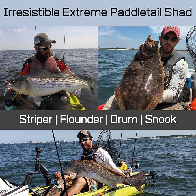 Extreme Paddle Tail Swim Baits - Soft Plastic Swimbaits, Premium Paddle Tail Swimbaits for Bass Fishing, Great Action Lifelike Saltwater Soft Swimbait Shad Lure