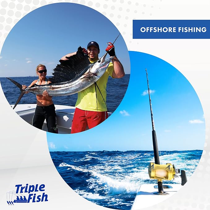 Triple Fish Monofilament Fishing Leader - Clear, Camo Strong Tough Leader Material for Big Game Fishing, Up to 400lb Test